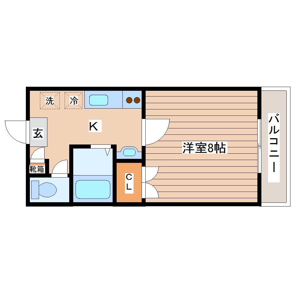 ロイヤルハイツ東八(1K/2階)の間取り写真