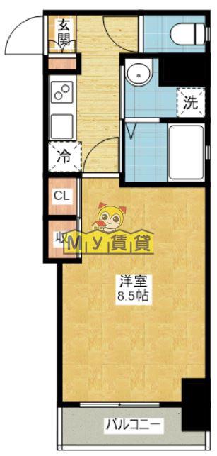 グランエターナ名古屋鶴舞(1K/3階)の間取り写真