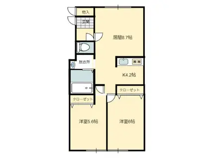 アーバンヒルズ(2LDK/2階)の間取り写真