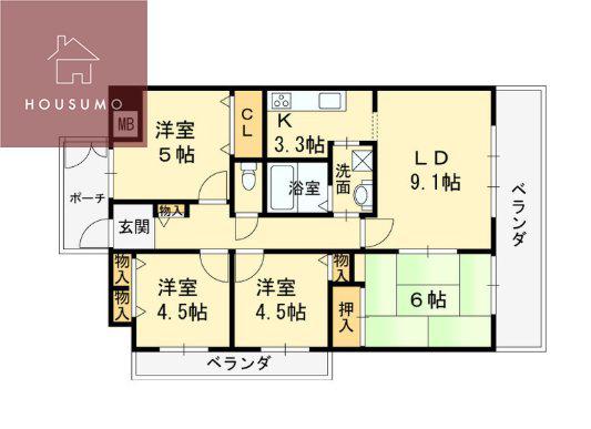 シティパーク瓢箪山(4LDK/9階)の間取り写真