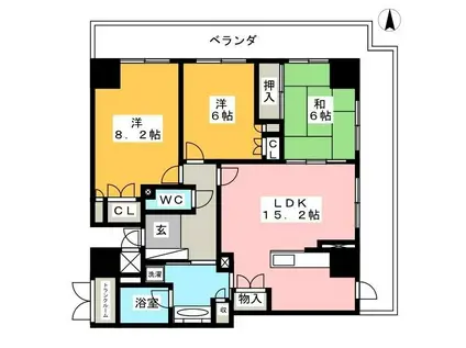 岐阜シティタワー43 スカイアークス(3LDK/34階)の間取り写真