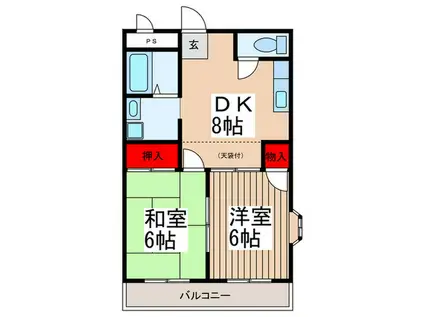 かぢやビル(2DK/2階)の間取り写真