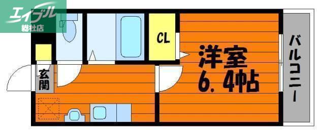 プリマローズ日ノ出町(1K/2階)の間取り写真