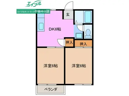 友コーポラスB(2DK/1階)の間取り写真