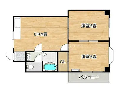 第三かくおマンション(2DK/2階)の間取り写真