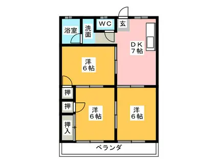 ハイムグレース A棟(3DK/1階)の間取り写真