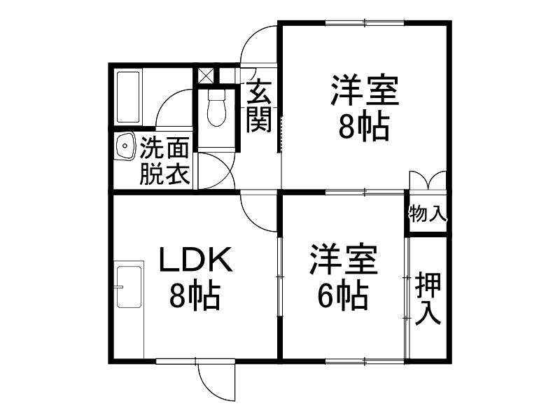 メゾンカワセ(2DK/1階)の間取り写真