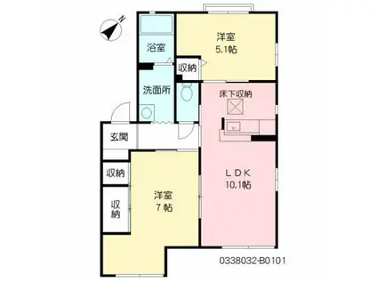 ディアス馬場山B(2LDK/1階)の間取り写真