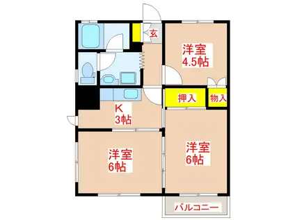 コーポつた(3K/2階)の間取り写真