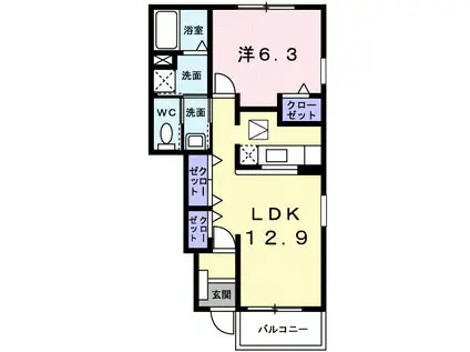 ボン マルシェ シス(1LDK/1階)の間取り写真