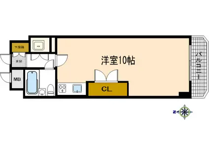 ブランネージュ中山手(1K/3階)の間取り写真