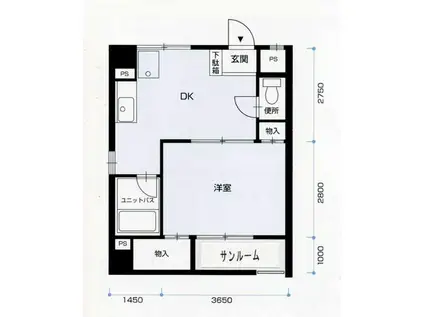 大学町マンション(1DK/4階)の間取り写真