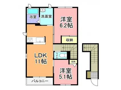 フェリシード桜(2LDK/2階)の間取り写真