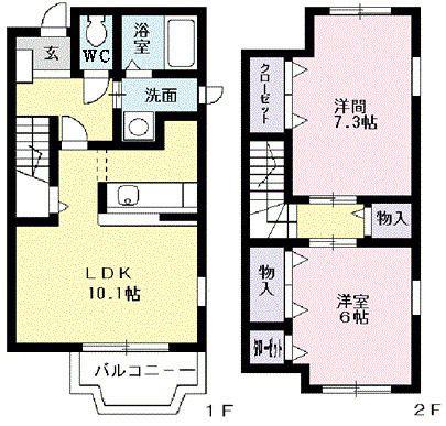 サンシャインヒルズ(2LDK/1階)の間取り写真