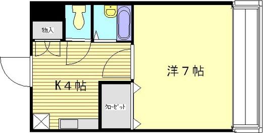 戸坂よつばビル(1K/5階)の間取り写真