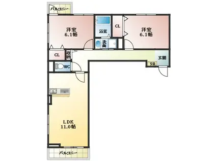 近鉄南大阪線 土師ノ里駅 徒歩10分 3階建 築1年(2LDK/2階)の間取り写真