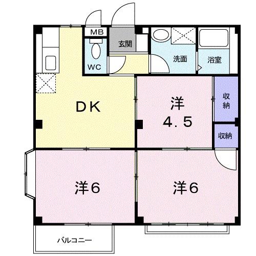 エルディム小堀A(3DK/1階)の間取り写真