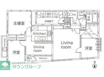 ウィンザーモナー(3LDK/4階)の間取り写真