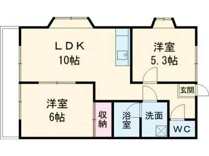 メゾンフルール(2LDK/1階)の間取り写真