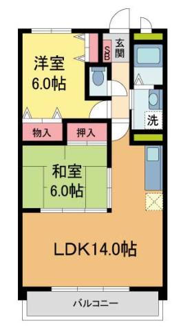 シェリール苦楽園II(2LDK/1階)の間取り写真