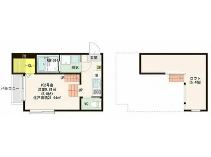 SORA北仙台(1K/1階)の間取り写真