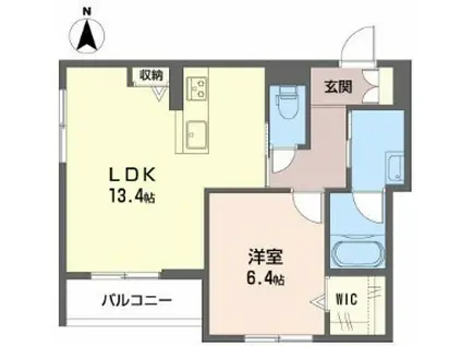 シャーメゾン PASSO(1LDK/2階)の間取り写真