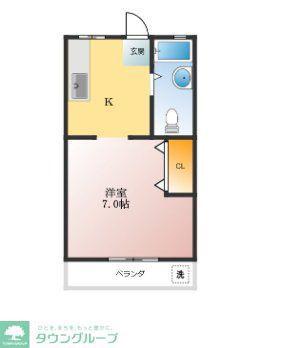 ハイム指田(1K/2階)の間取り写真