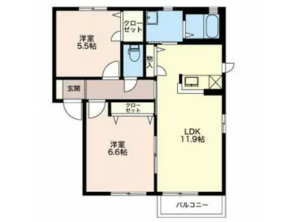 ウッドヴィラA(2LDK/1階)の間取り写真