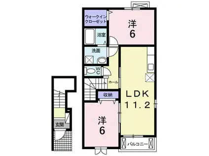 アウローラIII(2LDK/2階)の間取り写真