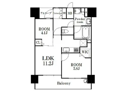 エンクレスト南福岡 奏の杜(2LDK/4階)の間取り写真