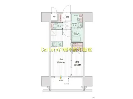 グランフォーレ久留米駅プレミア(1LDK/4階)の間取り写真