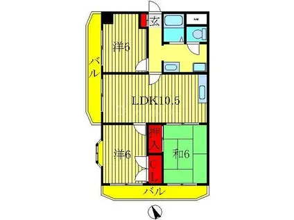 サムソンコート(3LDK/4階)の間取り写真