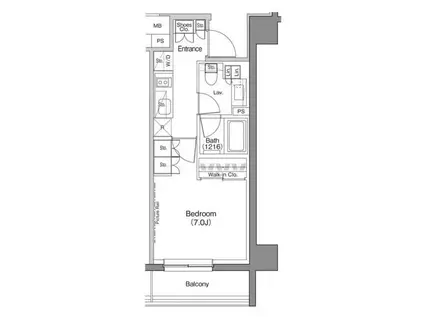 ザ・パークハビオ神楽坂香月(1K/1階)の間取り写真