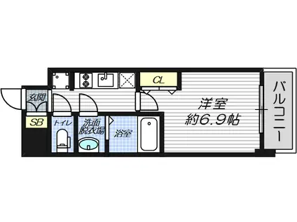 ファステート都島フィーノ(1K/3階)の間取り写真