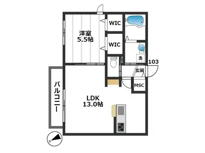 メゾン ド フルール(1LDK/1階)の間取り写真