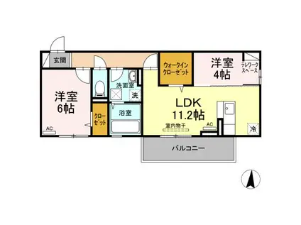 シルトクレーテ(2LDK/2階)の間取り写真