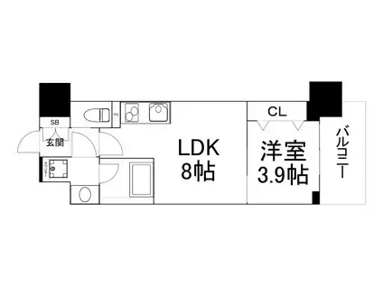 レオンコンフォート本町東III(1LDK/3階)の間取り写真