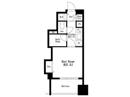 プライムアーバン日本橋茅場町(1K/3階)の間取り写真