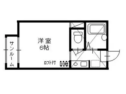 中吉田ハイツ(ワンルーム/2階)の間取り写真