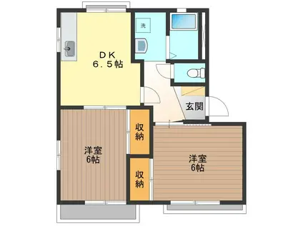 サンレイク芝中B(2DK/2階)の間取り写真