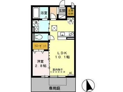 フローレンス長良(1LDK/1階)の間取り写真