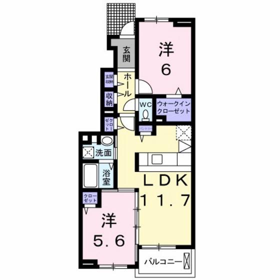 エスポア A棟(2LDK/1階)の間取り写真