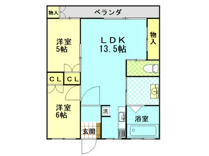 コーポ光(2LDK/3階)の間取り写真