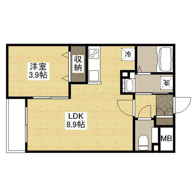 月光東福山駅前(1LDK/2階)の間取り写真