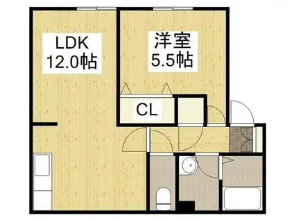 グランディール(1LDK/1階)の間取り写真