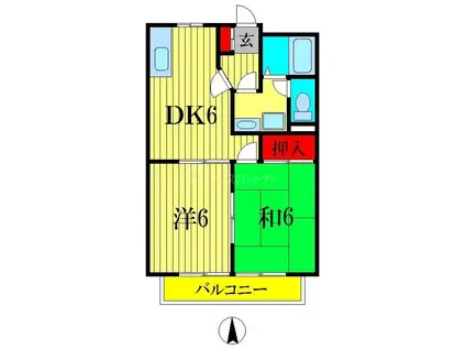 ボナール(2DK/3階)の間取り写真