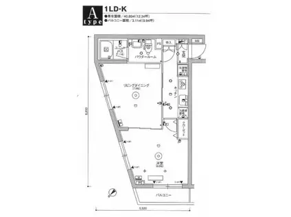 スカイコート品川パークサイドIII(1LDK/5階)の間取り写真