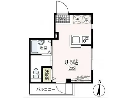 アイリー中原(1K/2階)の間取り写真