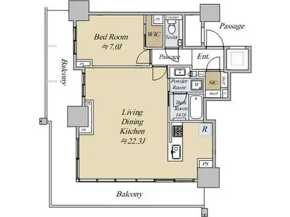 ベイシティタワーズ神戸イースト(1LDK/13階)の間取り写真