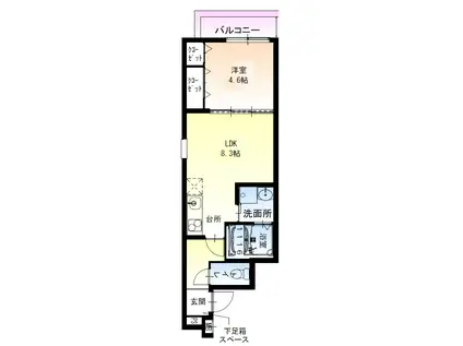 フジパレス阪急園田駅北II番館(1K/2階)の間取り写真